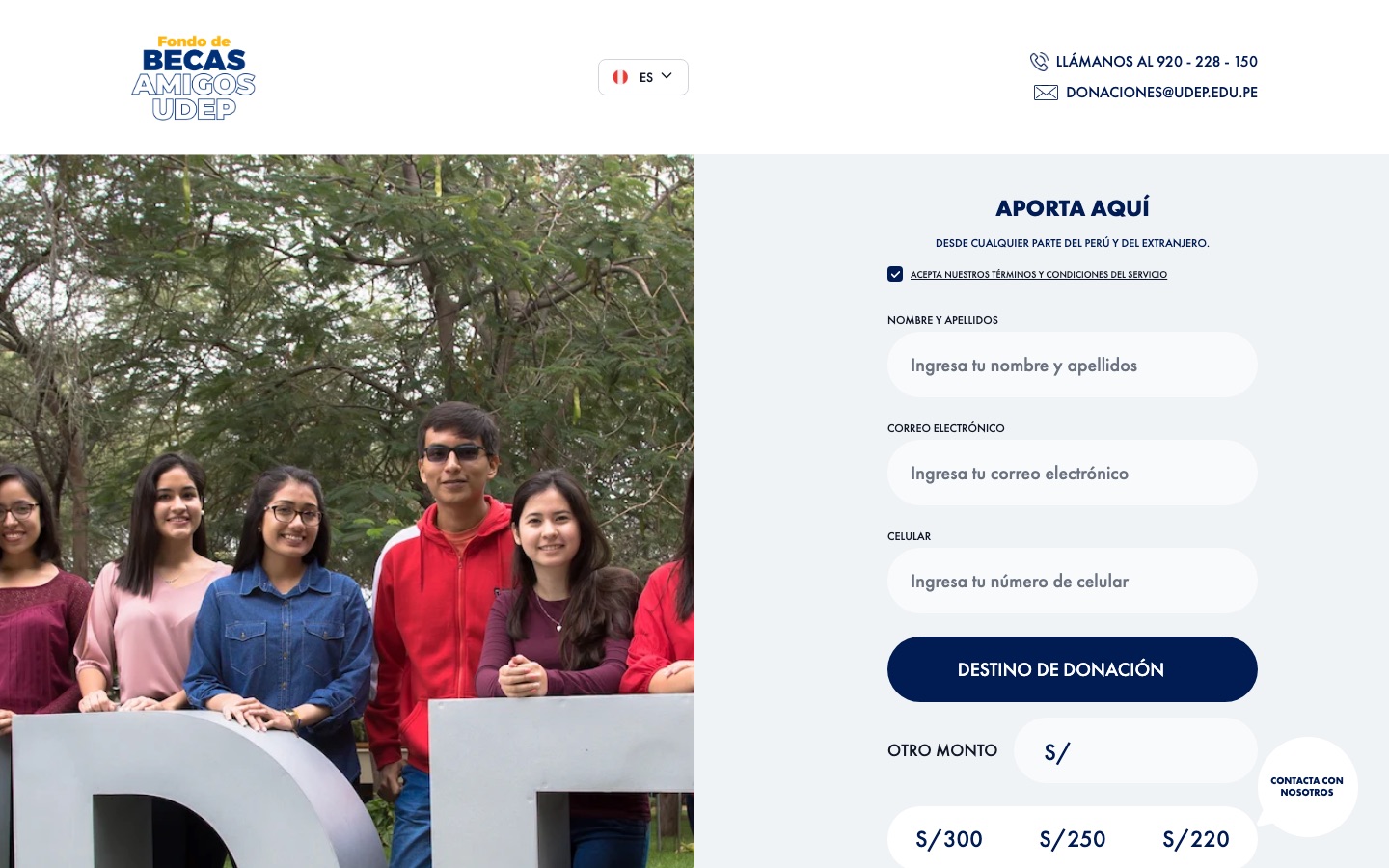 Amigos UDEP Scholarship Fund — Donation platform